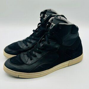 Salvatore Ferragamo Hi Top Sneakers in Black Men's Size 10.5  Leather and Suede